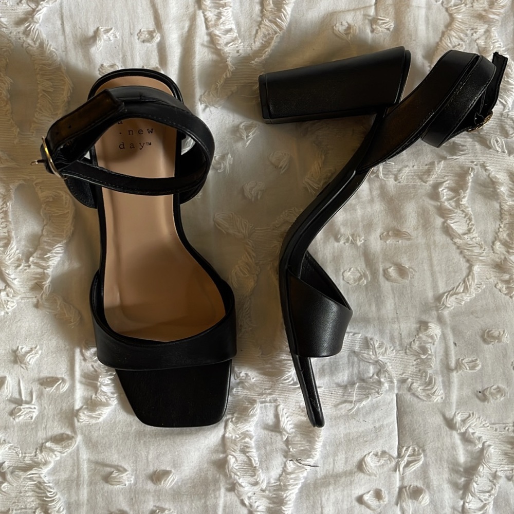 Black strapped heels